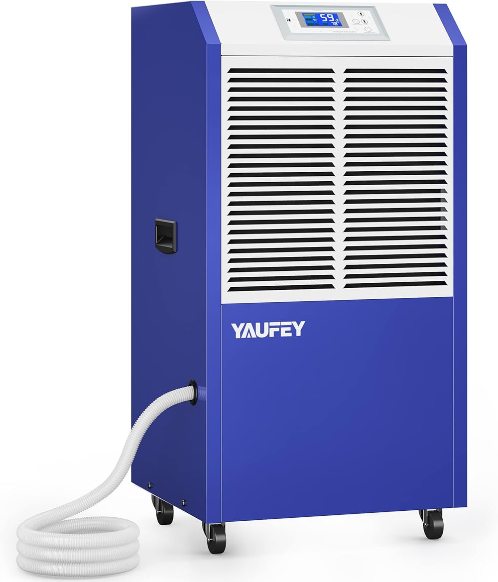 Yaufey Commercial Dehumidifier and Drain Hose, Intelligent Humidity Control, Large Capacity Dehumidifier for Large Basement, Garage and Warehouse (280 Pints 9000 Sq. Ft)