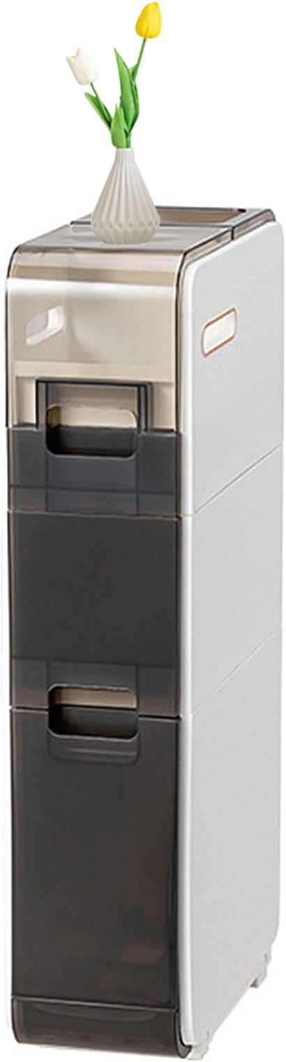 Slim Skinny Bathroom Storage Cabinet, 3/4 Tier Bathroom Floor Cabinets with Narrow Storage Drawers for Bedroom/Kitchen Small Space