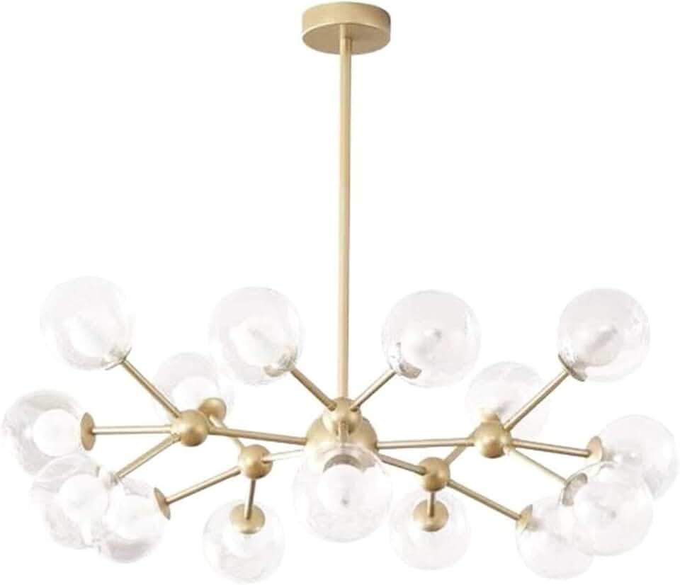 15-Light Chandelier Industrial Modern Ceiling Light Fixtures Semi Flush Mount Vintage Dulights for Dining Room Bedroom Living Room Kitchen Hallway-Golden 15T