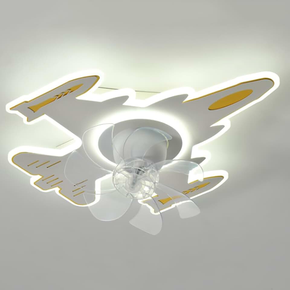Airplane Ceiling Fan with Light with Remote,360 Rotating Fan Ceiling Light Low Profile Reversible Ceiling Fan,Ceiling Fans with Lights for Boys and Girls Room Living Room Dining Room/White