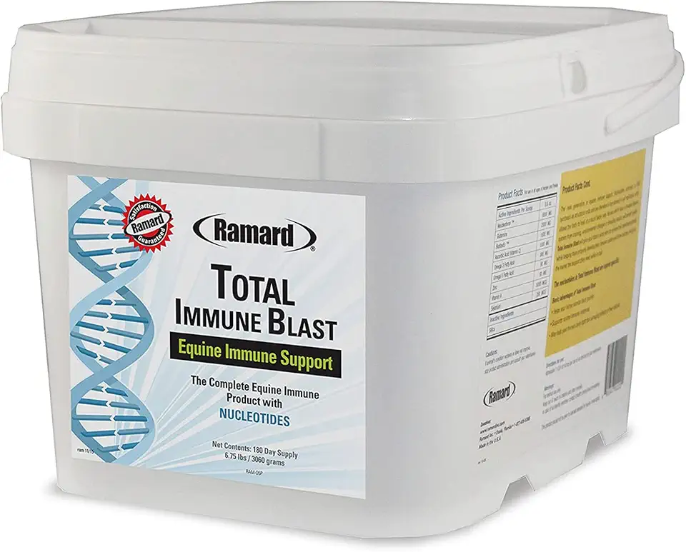 Total Immune Blast - Equine Immune Support, Horse Vitamin & Powder Supplement w/Zinc, Selenium, Omega 3, Omega 6 & Vitamins w/Nucleotides, Equine Powder & Supplements 6.75 lbs. 180 Days Supply