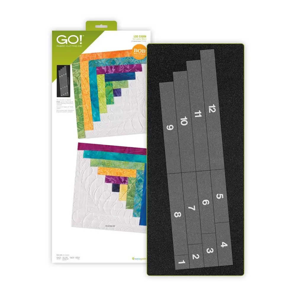 AccuQuilt GO! Log Cabin-12 Finished By Leslie Main Block on Board Fabric Cutting Die