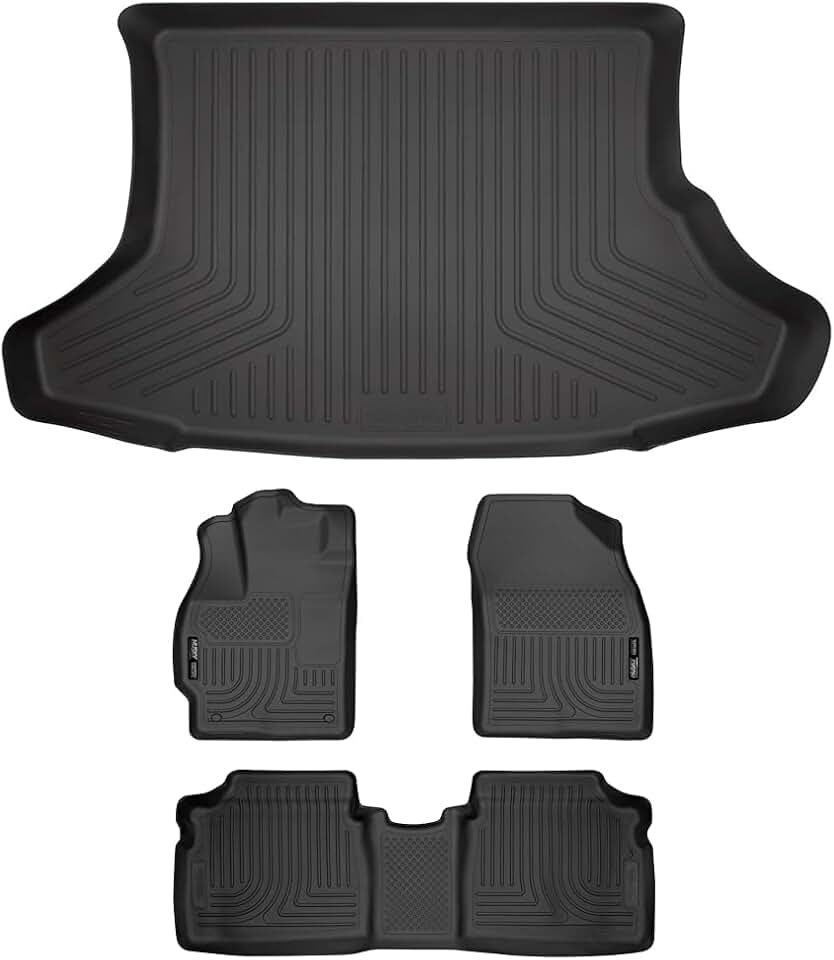 Husky Liners — Weatherbeater Floor Liners | Fits 2010 - 2011 Toyota Prius Base, 2012 - 2015 Toyota Prius 2,3,4,5,Persona - Front & 2nd Row Liners w/Trunk Liner - Black | 98921 & 44571