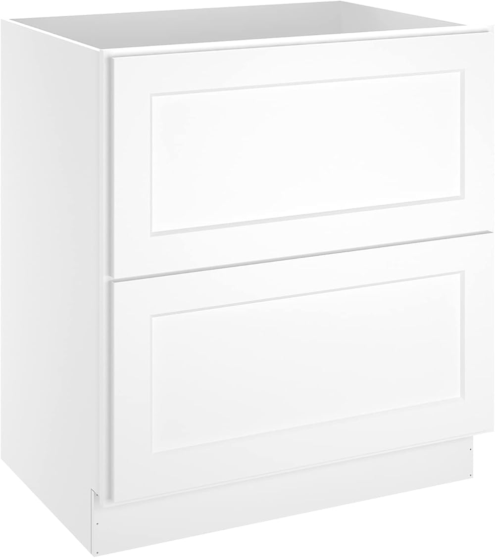 LOVMOR Kitchen Base Cabinets, Drawer Base Cabinet, 2-Drawer,Soft Close Hardware, 24 x 30 x 34.5 inch