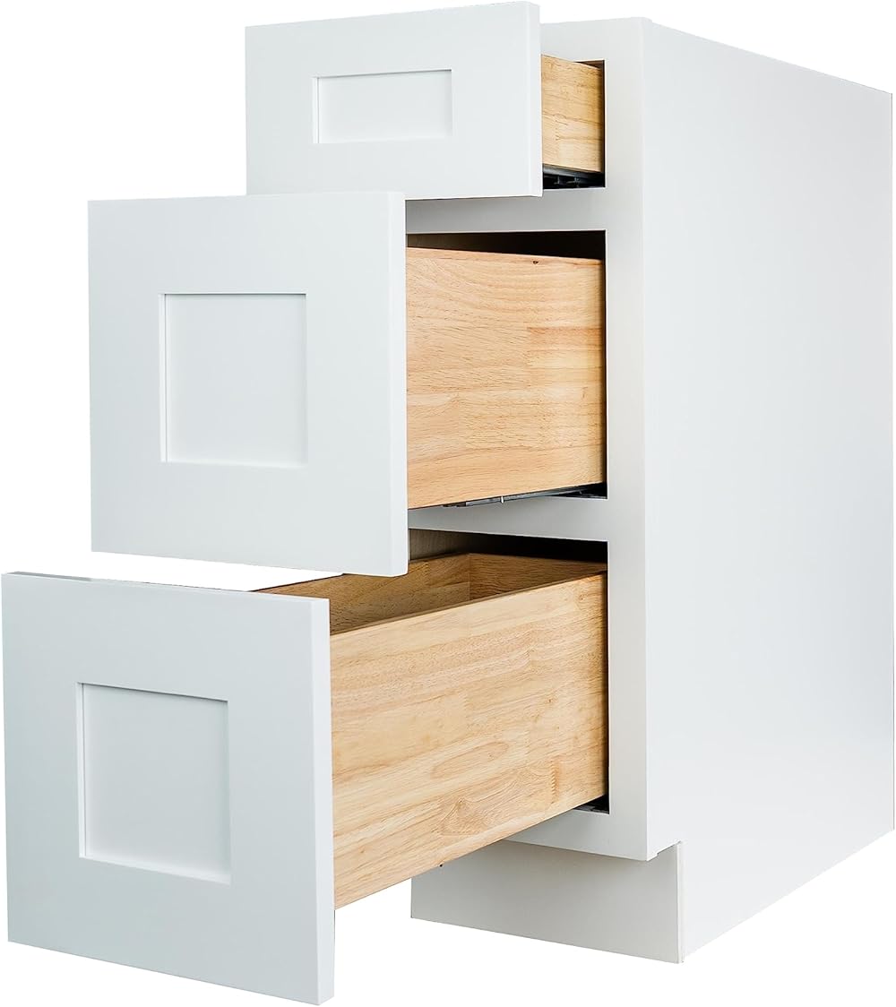 Shaker Drawer Base Kitchen Cabinet Ready to Assemble, 15 in. W x 24 in. D x 34.5 in. H, White