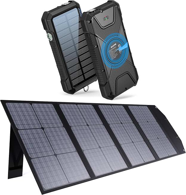 BLAVOR 20,000mAh Solar Power Bank Black Plus 120W Solar Panel