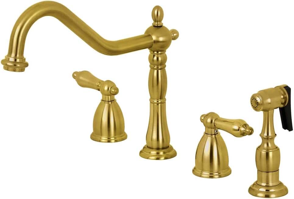 Kingston Brass KB1797ALBS 8-Inch Widespread Kitchen Faucet with Brass Sprayer, Brushed Brass