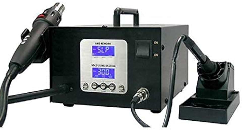 GOWE 220V Lead-free Soldering Station Dual LCD 2in1 SMD Rework Hot Air Gun with Solder Iron