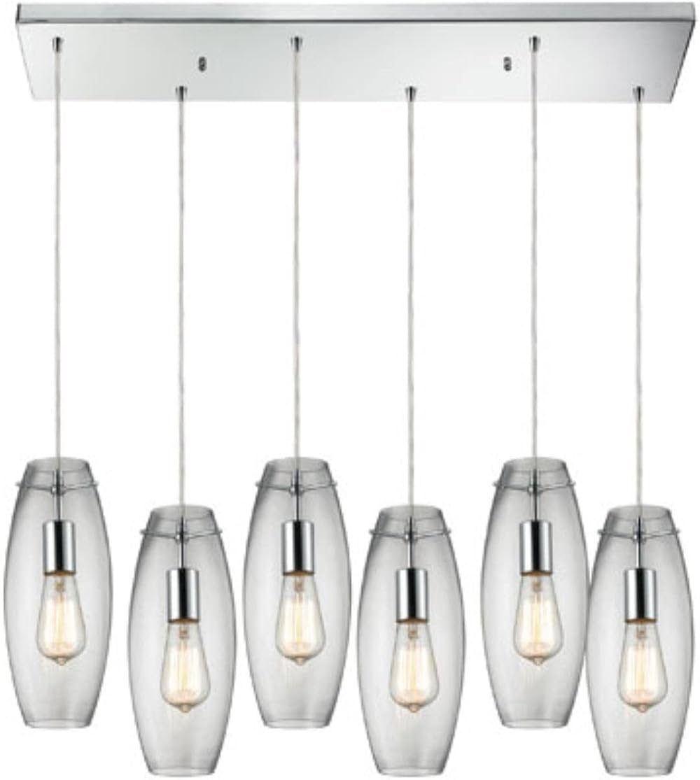 Elk 60054-6RC Six Light Pendant, 30 by 12-Inch, Polished Chrome