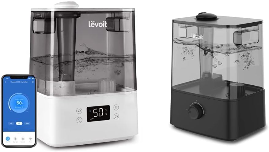 LEVOIT Humidifiers for Bedroom Large Room Home, 6L Cool Mist Top Fill Essential Oil Diffuser & LEVOIT 60-Hour Humidifiers for Bedroom, 6L Quiet Cool Mist Top Fill Air Vaporizer