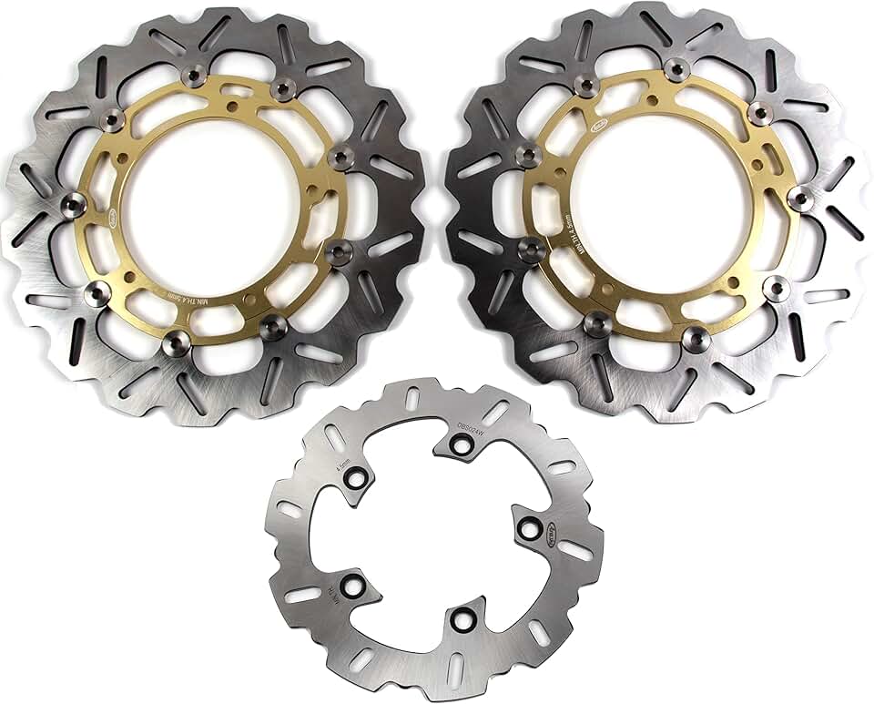 Arashi Brake Disc Rotors Front and Rear for Yamaha YZF R1 2007-2014 / R6 2005-2015 Motorcycle Replacement Accessories Gold 2006 2008 2009 2010 2011 2012 2013