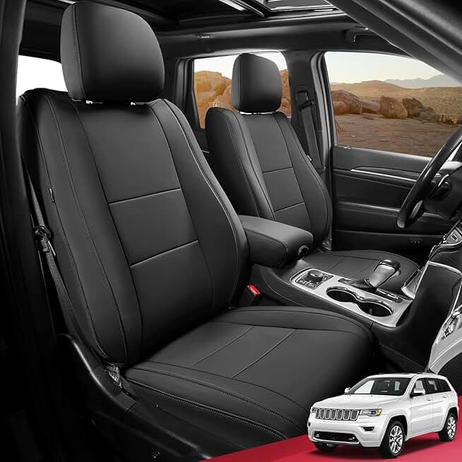 FREESOO for Jeep Grand Cherokee Seat Covers 2011-2021, Custom Car Seat Covers Full Set, Luxury Leather Seat Covers for Cars, Waterproof Seat Cover Cushion Accessories (Black)
