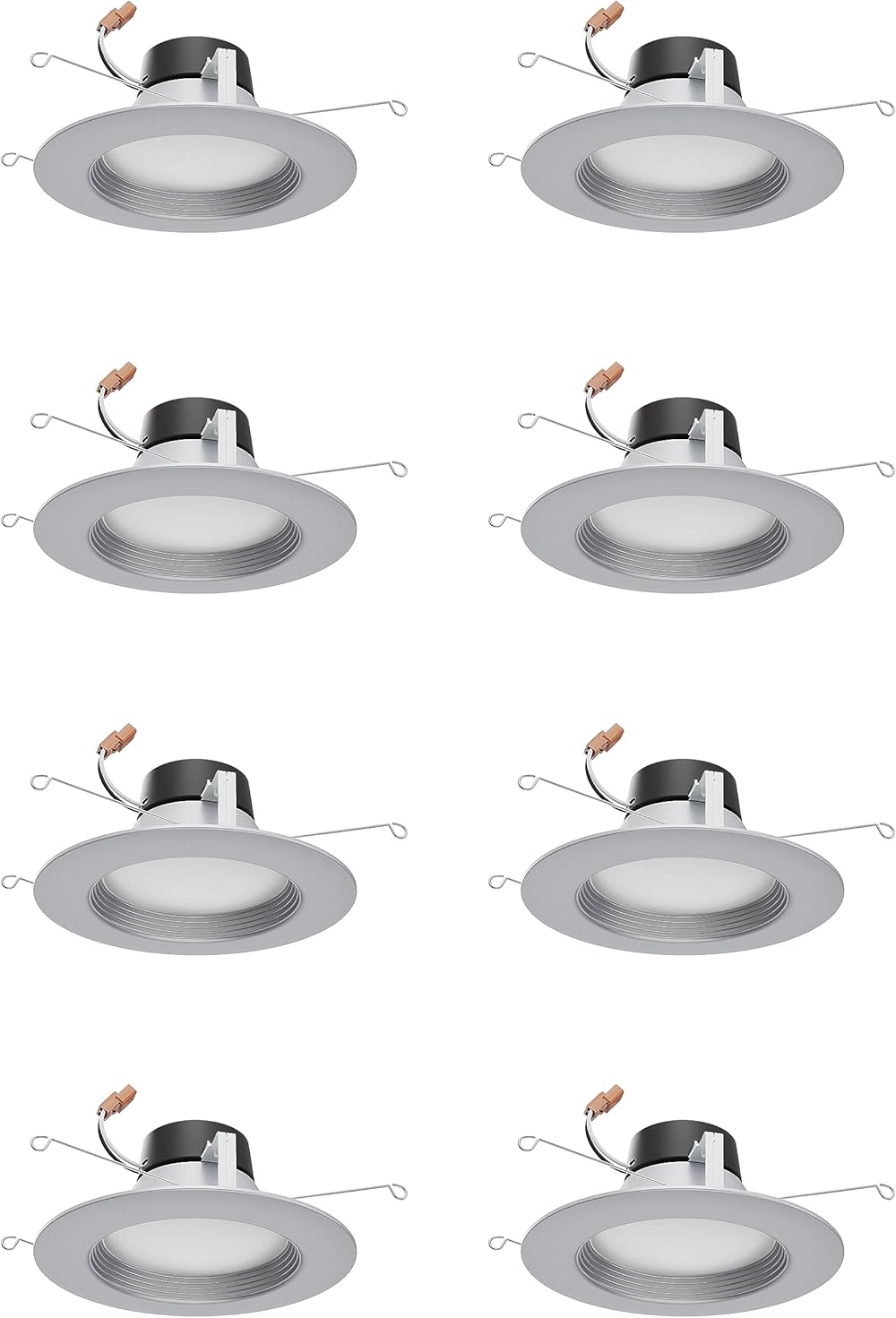 Satco S11836/08 ColorQuick LED Downlight Retrofit, CCT Color-Selectable 2700K/3000K/3500K/4000K/5000K, 5-6 Inches, Brushed Nickel, (8 LED Downlights)