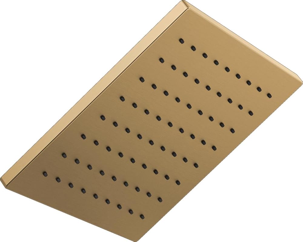 Delta Faucet Single-Spray Raincan Shower Head, Gold Shower Head, Rainfall Shower Head, Square Shower Head, Metal Shower Head, 1.75 GPM Flow Rate, Water Saving Shower Head, Champagne Bronze 52159-CZ