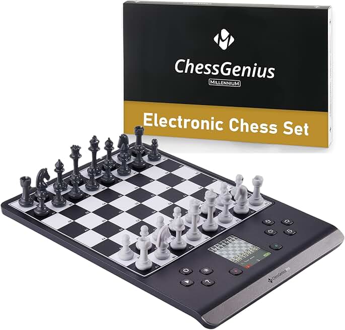 Electronic Chess Board Set - Interactive Strategy & Learning - Kids & Adults - Magnetic Board & Pieces - 1-2 Player - AI Chess Board - Smart Chess Board - User-Friendly LCD Display – by Millennium