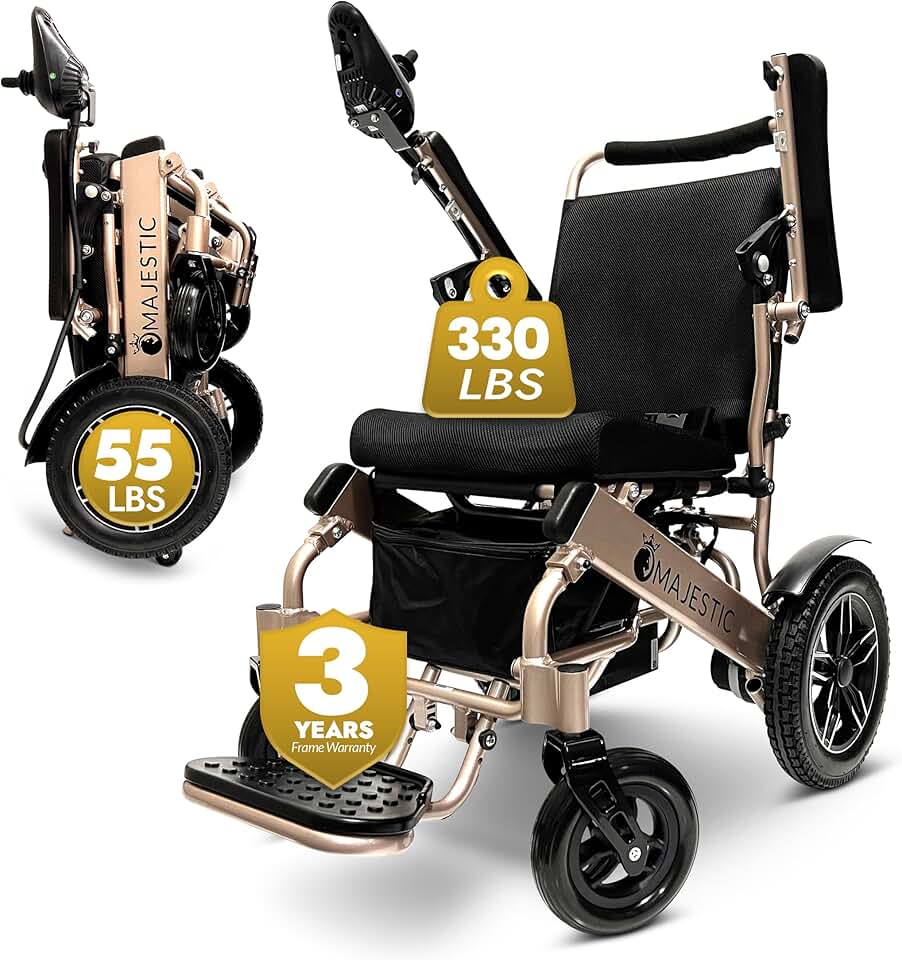 Majestic Electric Wheelchairs for Adults, Lightweight Foldable Electric Wheelchair, Motorized Wheel Chair for Seniors, Light Weight Wheelchairs for Adults Folding, Ultra Light Wheelchair