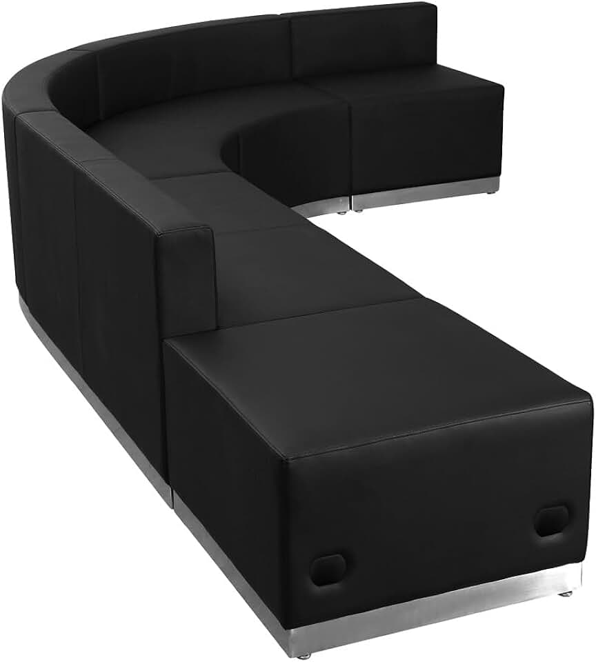 Flash Furniture HERCULES Alon Series Black LeatherSoft Reception Configuration, 5 Pieces