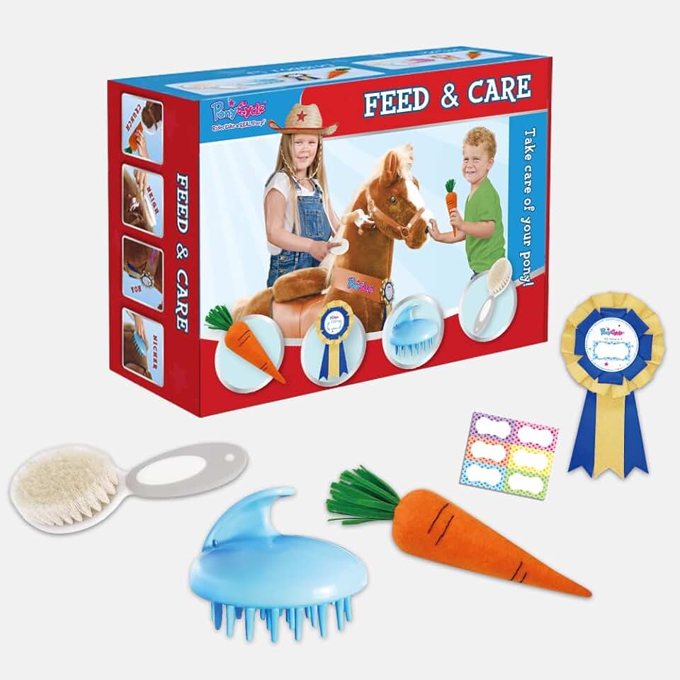PonyCycle Ride on Horse Toys E336 with Feed & Care Grooming Kit