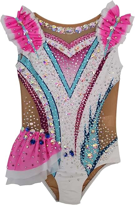 White and Pink Rhythmic Gymnastics Uniform Elegant and Comfortable Performance Attire for Rhythmic Gymnasts