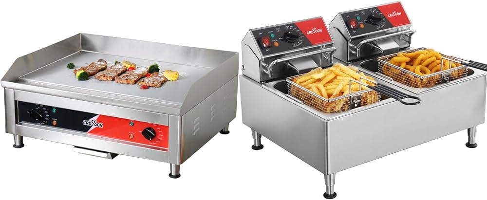 Commercial Countertop Electric Deep Fryer and Griddle