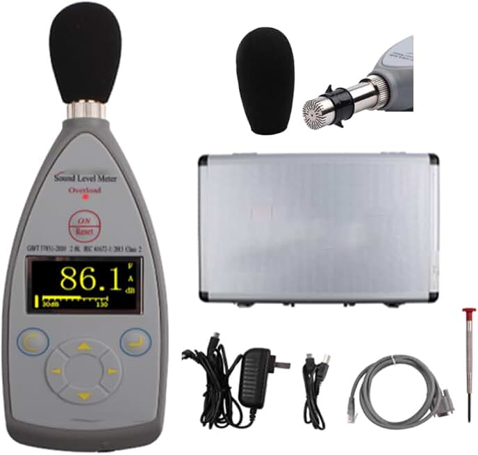 Class 2 Sound Level Meter Integrating Sound Level Meter Noise Level Data Logger with Range 20Hz-12.5kHz 30dB(A)-130dB(A) Integrating Function 8000 Groups Data Storage