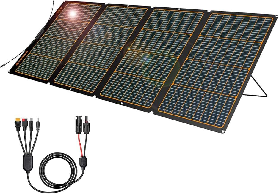 240W Foldable Solar Panel Chargers Complete with Adjustable Kickstand IP68 Waterproof ETFE Panels Power Outage Emergency Camping Home RV for Solar Generators Power Station