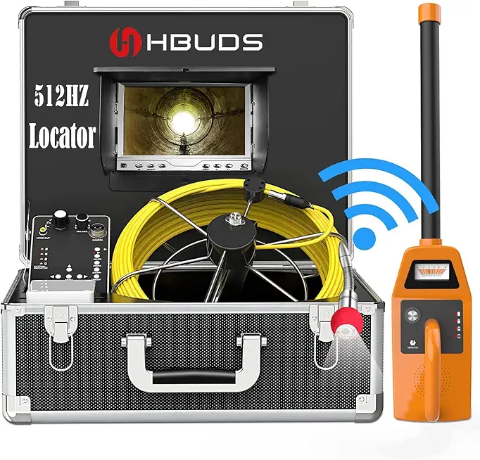 Sewer Camera with Locator, 165ft Pipe Inspection Camera with 512Hz Sonde and Receiver, IP68 Waterproof Plumbing Drain Camera Snake, Pipe Locators with 7