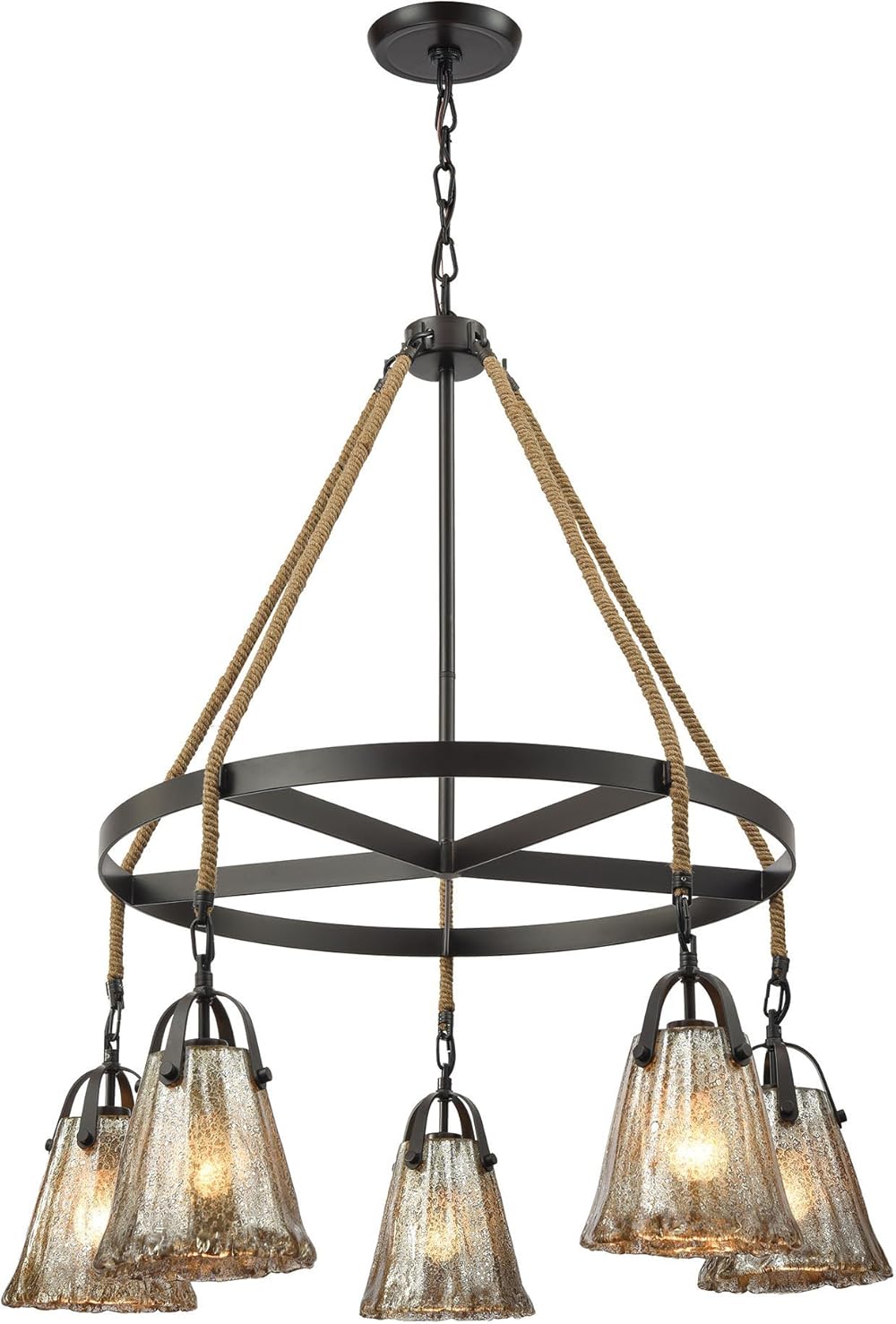 Elk Lighting 10631/5CH-LED Hand Formed Glass 5 Light LED Oil Rubbed Bronze Chandelier