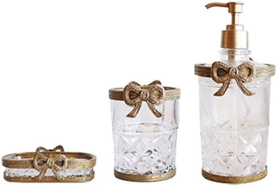 Automatic soap Dispenser Soap Dispenser Bathroom Set, Lotion Bottle Mouthwash Cup Soap Dish ，3-Piece Set Luxury Soap Dispenser Kit Home, Bathroom, etc.