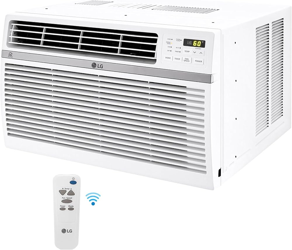 LG 8,000 Smart Window Air Conditioner, 115V, 350 Sq. Ft, Smartphone and Voice Control works ThinQ, Amazon Alexa and Hey Google, 3 Cool & Fan Speeds, White, 8000 BTU