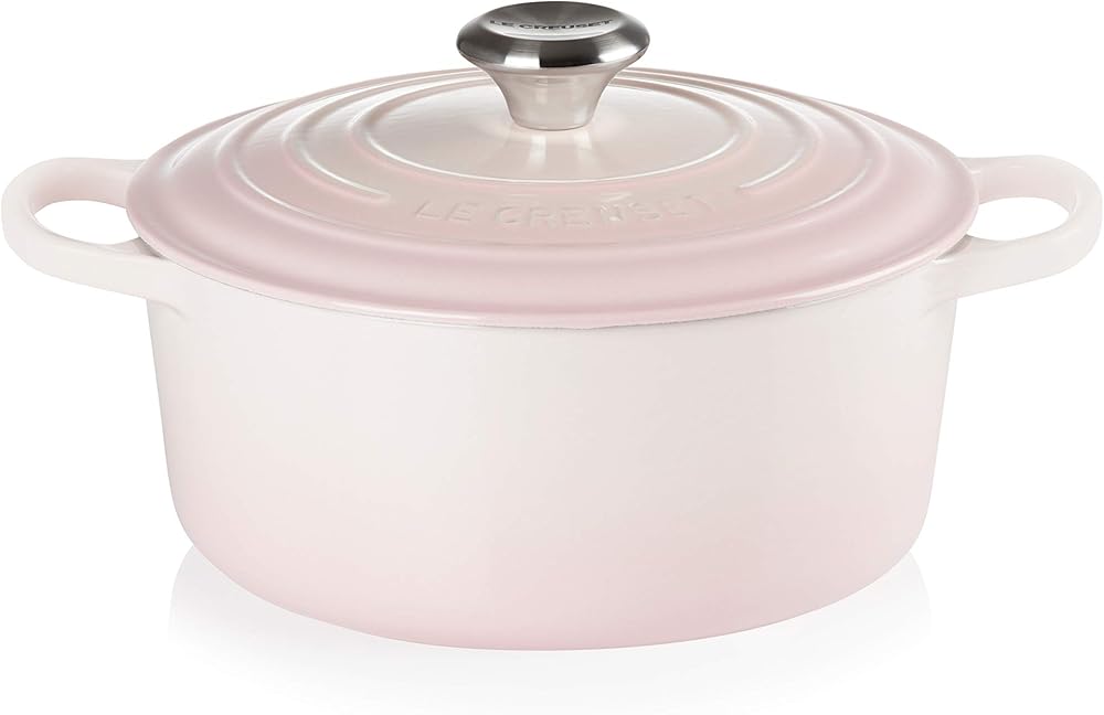 Le Creuset Signature Cast Iron Round Casserole, 4.5 Qt- Shell Pink