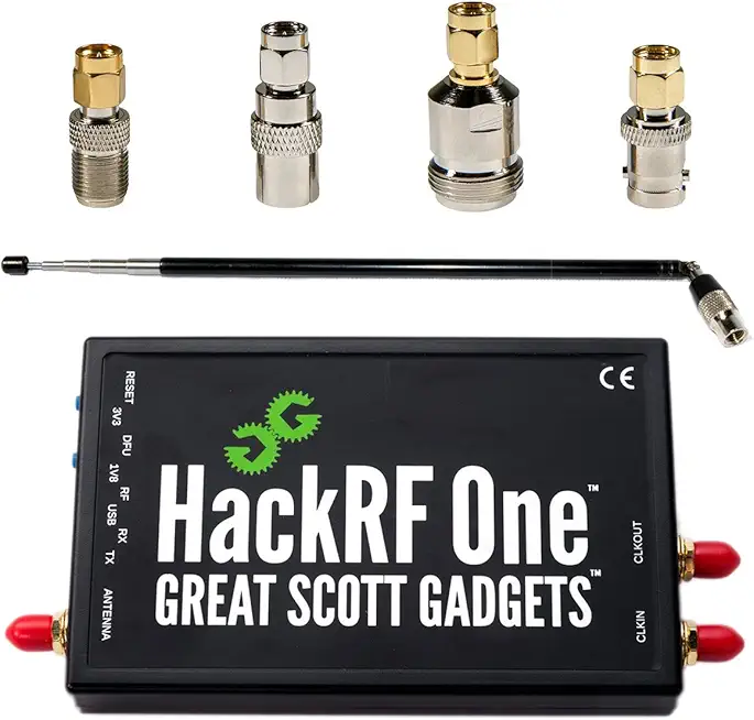 Nooelec HackRF One Software Defined Radio, ANT500 & SMA Adapter Bundle for HF, VHF & UHF. Includes SDR with 1MHz-6GHz Frequency Range & 20MHz Bandwidth, ANT-500, and 4 SMA Adapters