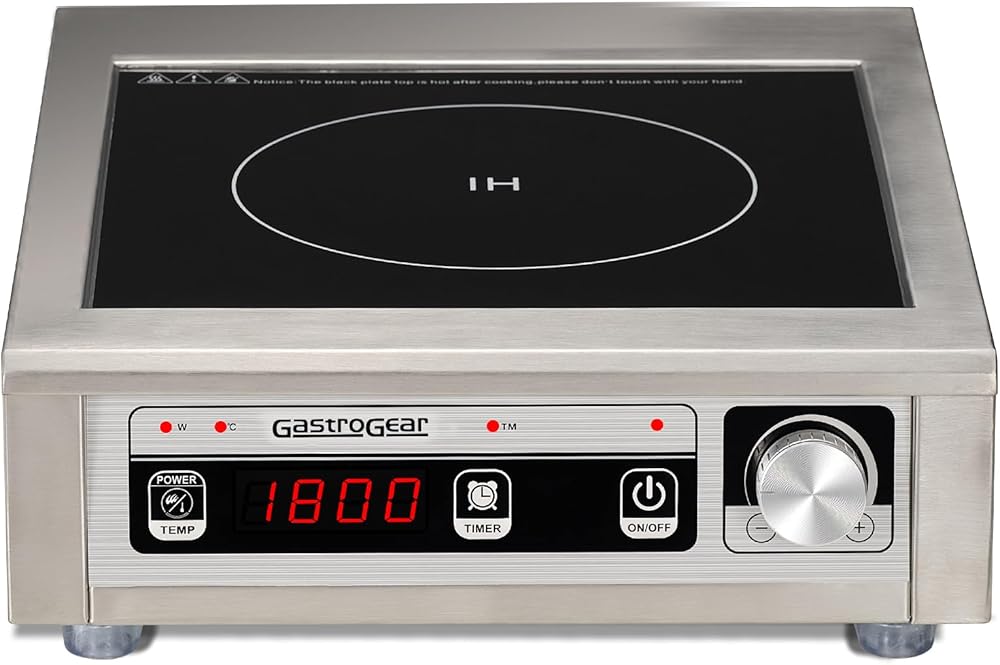 Commercial Grade Induction Cooktop 1800W/120V Portable Countertop Burner with 9 Inch Heating Coil Hot Plate Electric Stove for Faster Cooking