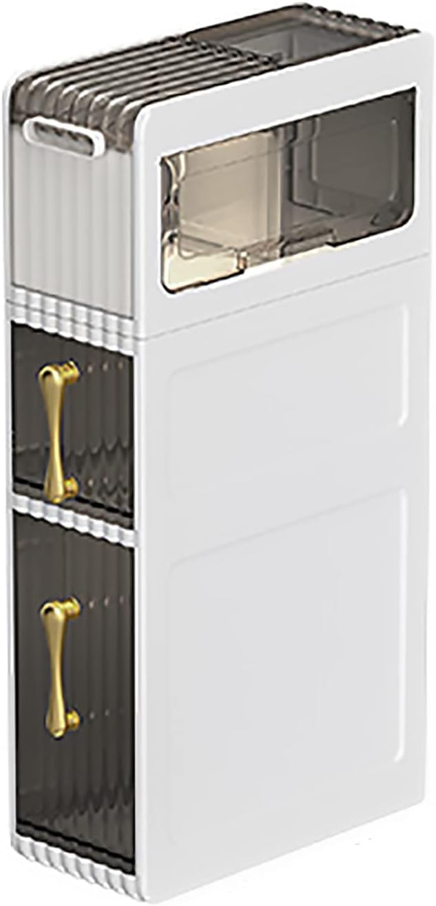 Bathroom Storage Tower with 2/3/4 Drawers Mobile Toilet Side Storage Cabinet with Clear Drawers and Casters Narrow Storage Drawer Cart, for Small Spaces Gaps, Closets, Kitchen, Free Installa