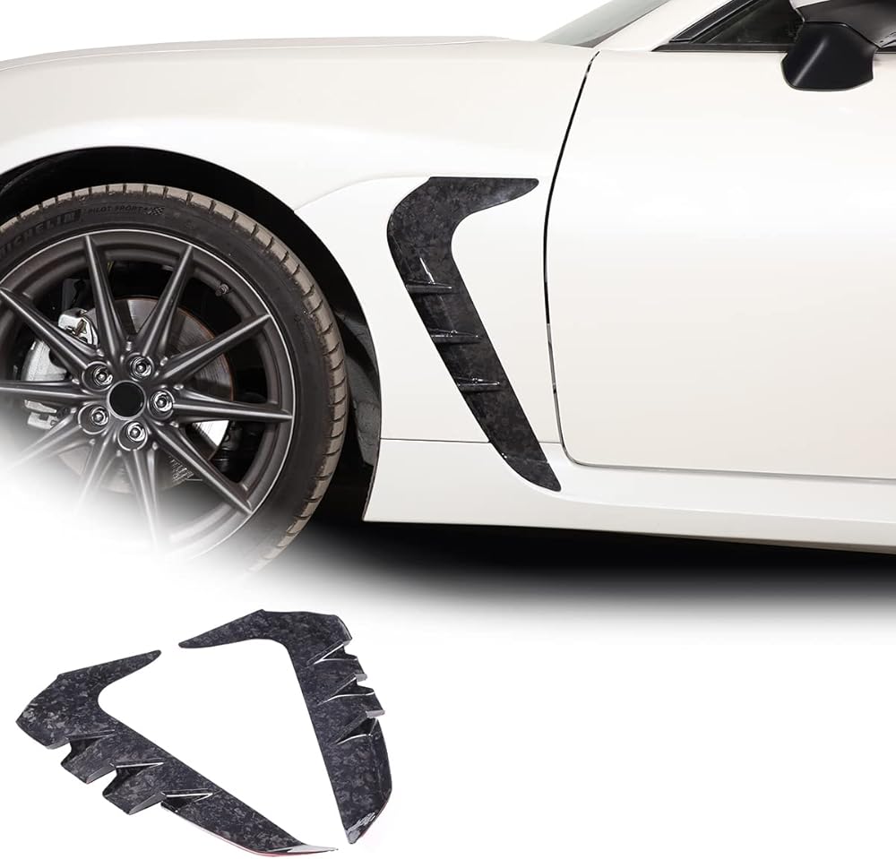 100% Real Carbon Fiber Car Side Fender Side Air Vent Cover Trim For Subaru BRZ Toyota 86 2022 2023 Fender Side Gills Air Vent Decorative Side Wing Sticker (Forging Pattern)