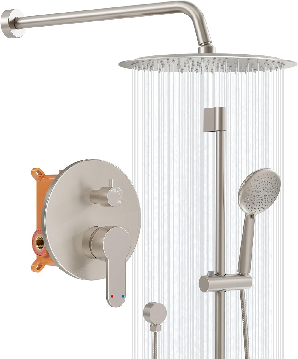 Gabrylly Slide Bar Shower System, Shower Faucet Set Complete with High Pressure 8