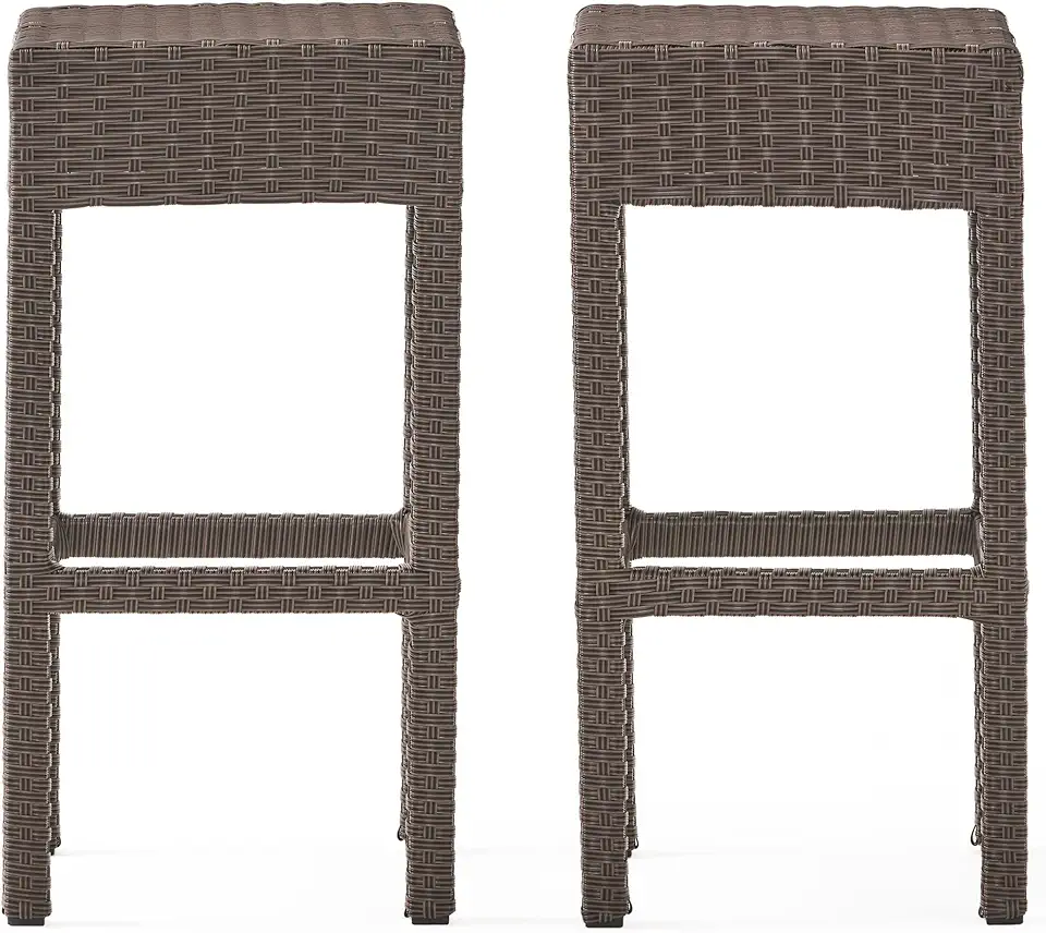 Christopher Knight Home Milton Outdoor Wicker Backless Bar Stools, 2-Pcs Set, Dark Brown