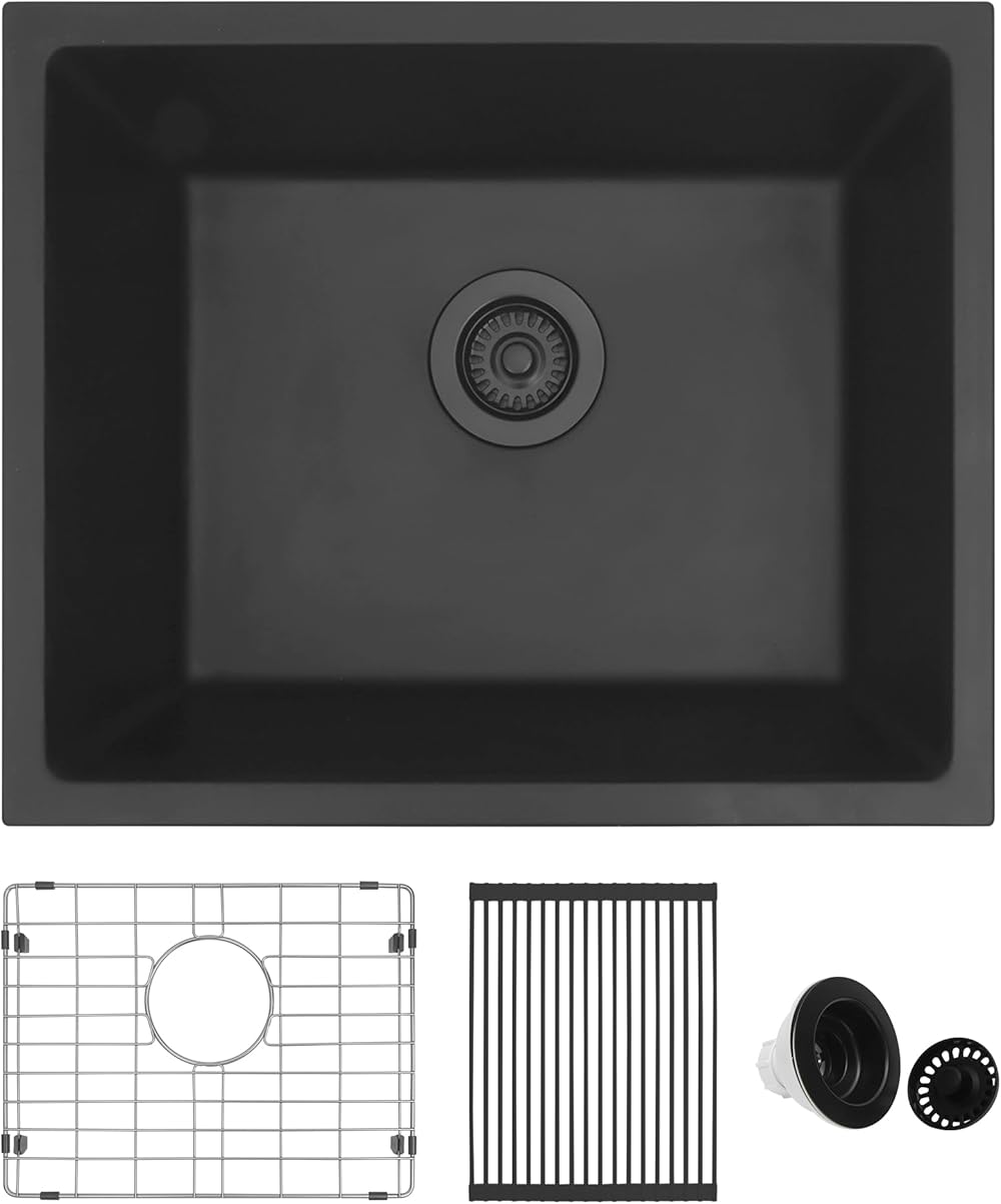 Bar Sink, Undermount Kitchen Sink, Black Kitchen Sink, 2218 Granite Composite Kitchen Sink. Deep Kitchen Sink With Accessories
