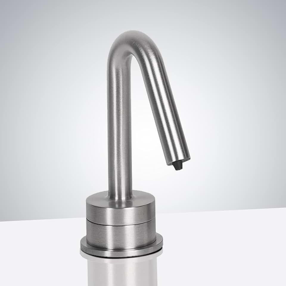 Milan Commercial Automatic Hands-Free Electronic Soap Dispenser - FS10093 Contemporary Style Deck Mount Solid Brass Soap Dispenser - Polished Chrome Finish