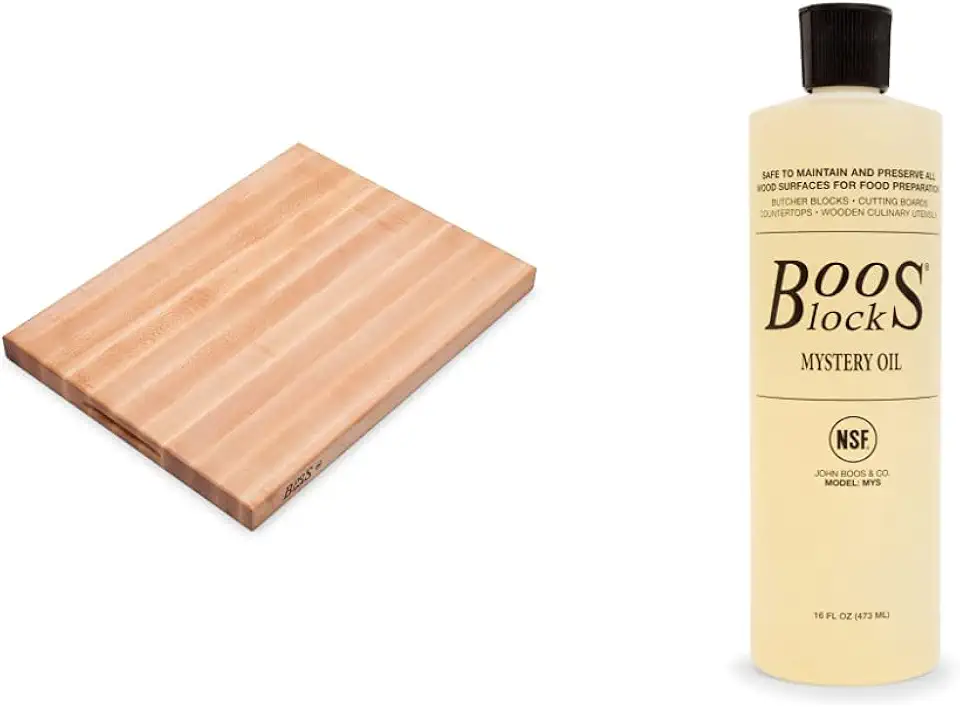Maple Wood Reversible Cutting Board (24 x 18 Inches) and John Boos MYSB Mystery Butcher Block Oil (16 Ounce Bottle)