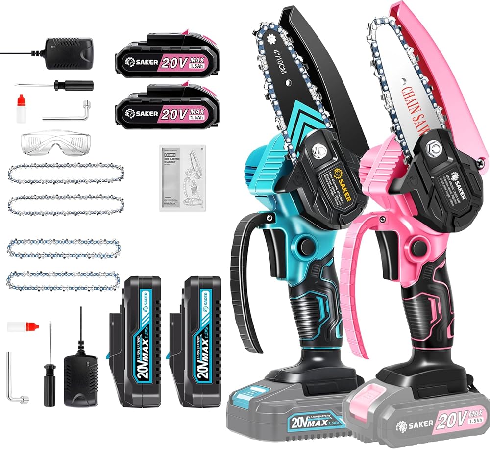 Saker Mini Chainsaw,Portable Electric Cordless Chainsaw and Saker Mini Chainsaw,Portable Electric Pink Mini Chainsaw Cordless