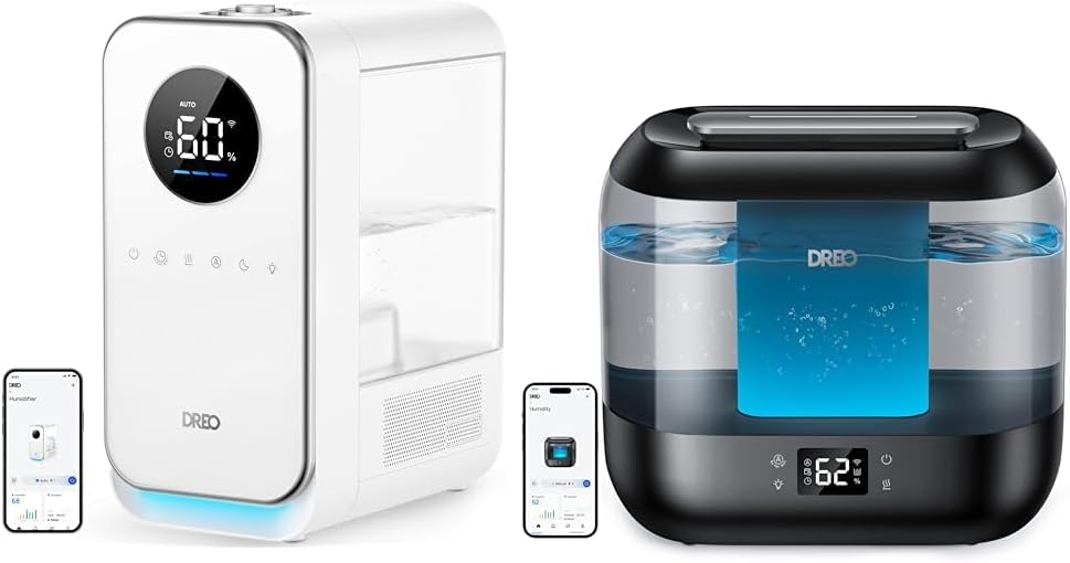 Dreo Humidifiers for Bedroom Home, Top-filled Smart Quiet Cool Mist Humidifiers & 4L Smart Humidifiers for Bedroom, Quiet Supersized Cool Mist Ultrasonic Humidifier
