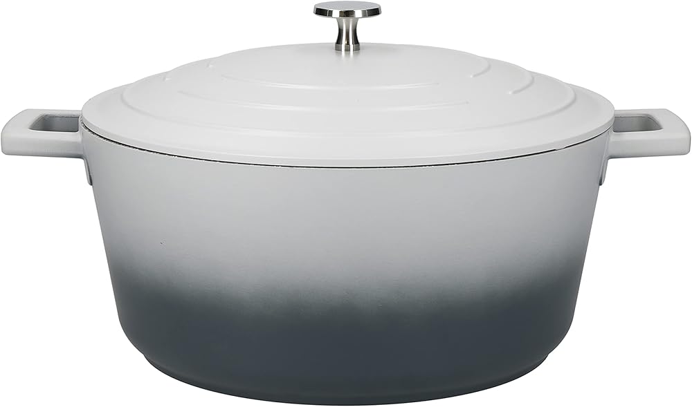 MasterClass Casserole Dish with Lid, Large 5L/28 cm, Lightweight Cast Aluminium, Induction Hob and Oven Safe, Grey Ombre