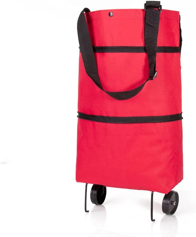 Folding Shopping Pull Cart Trolley Bag with Wheels Foldable Shopping Bags Reusable Grocery Bags (Color : White-Dinosaur Doodle4, Size : 30x27x12cm)