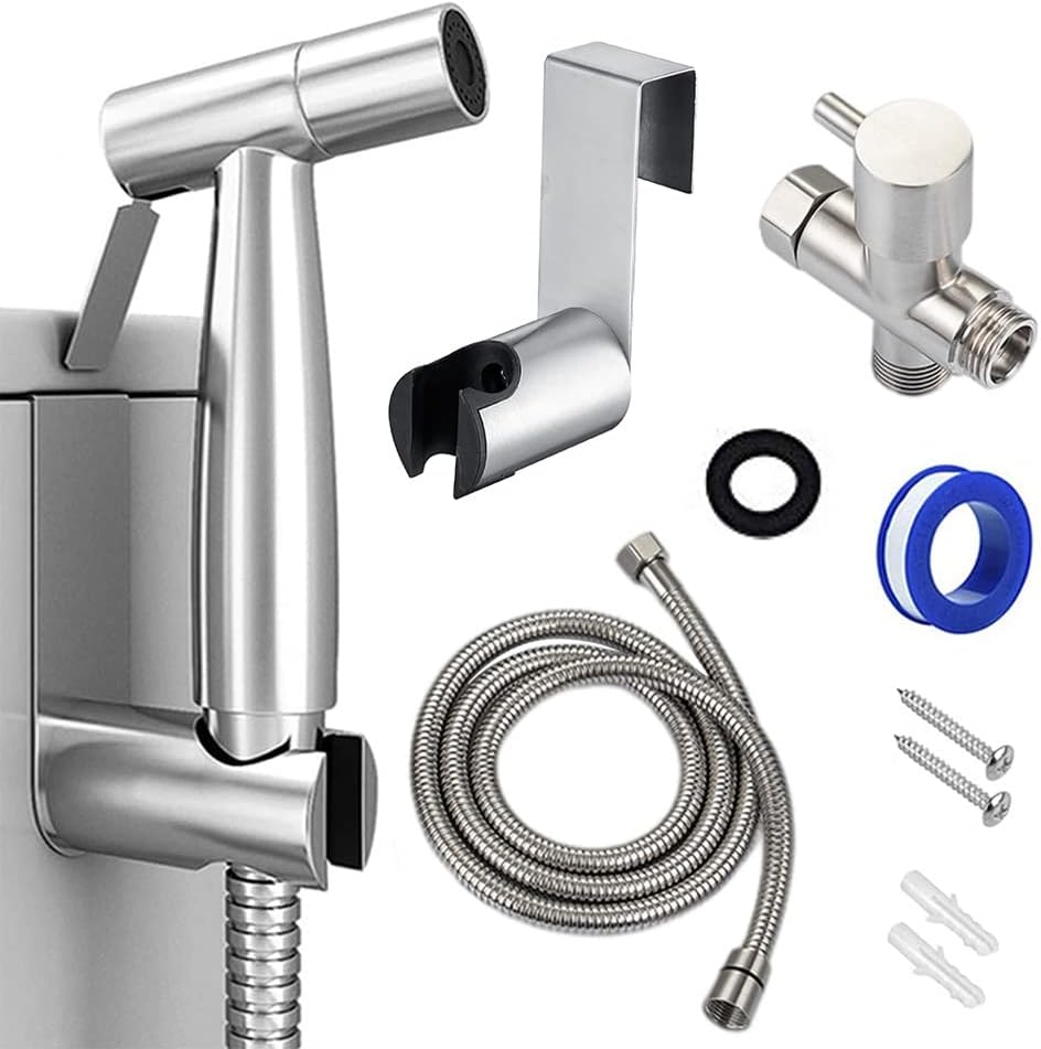 Handheld Toilet Bidet Sprayer Set Kit Stainless Steel Hand Faucet for Bathroom Shower Self Cleaning
