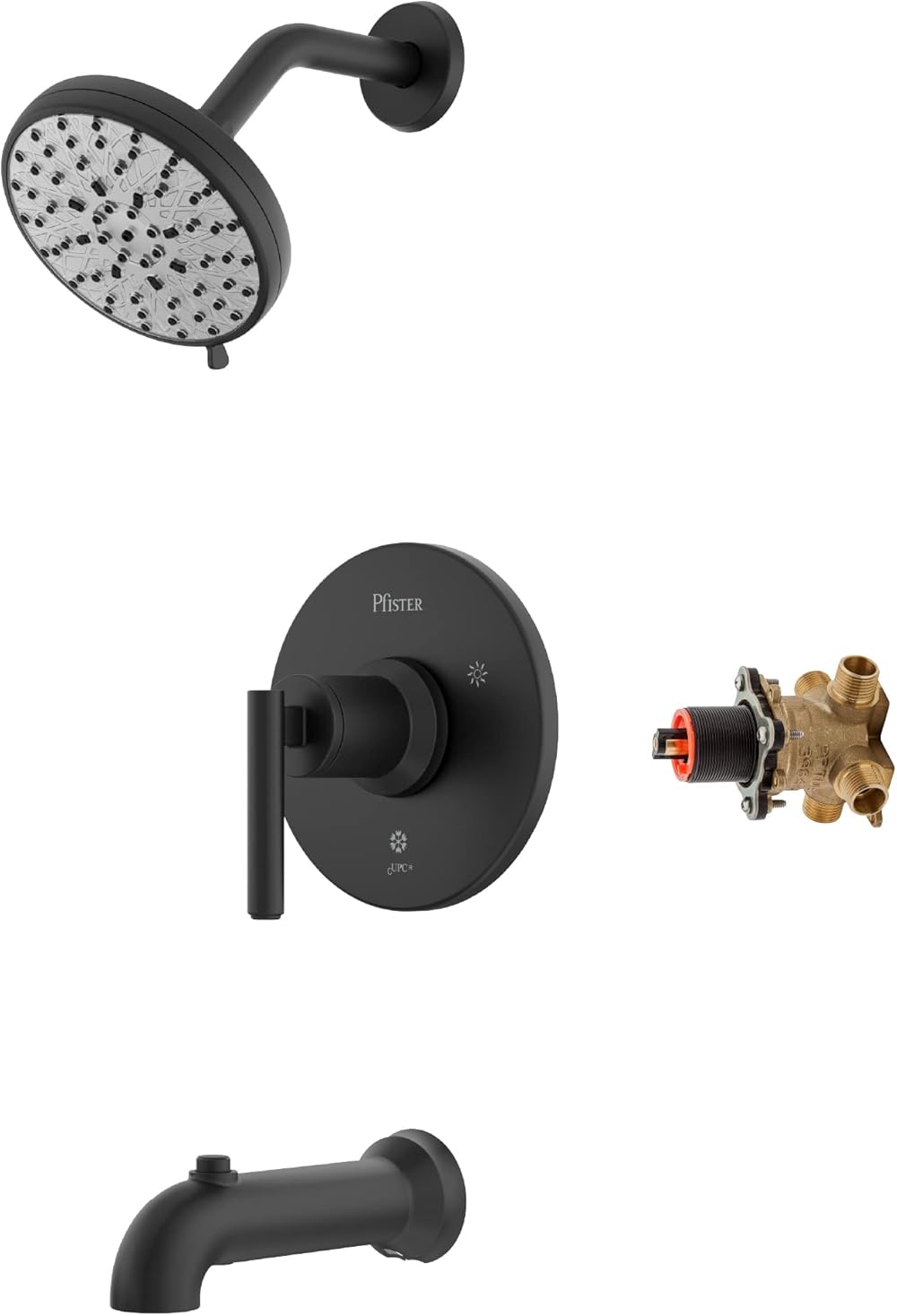 Pfister Capistrano Tub & Shower Trim Kit, Valve and Cartridge Included, 1-Handle, Spot Defense Matte Black Finish, 8P8WS2CSOSSDB