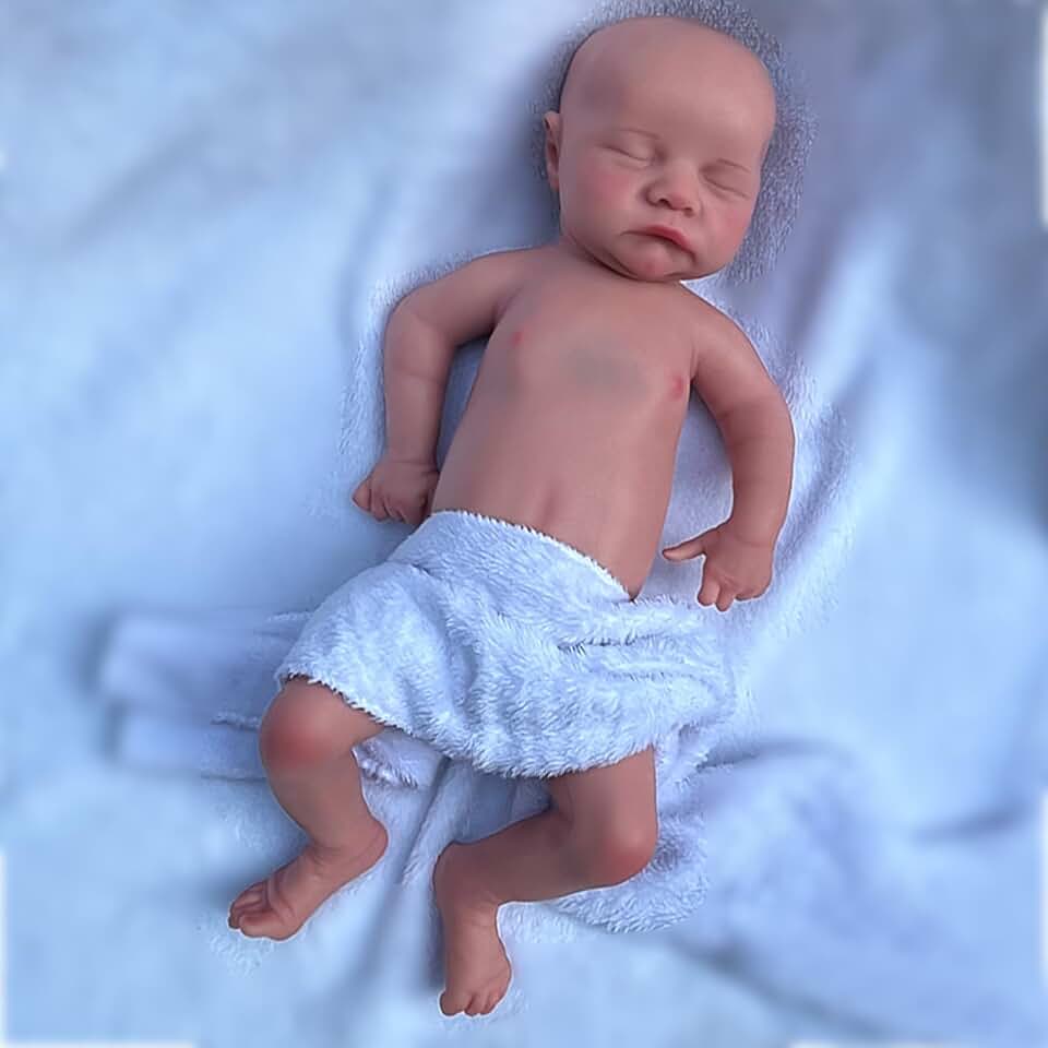 45CM Soft Reborn Boy Premature Baby, Full Body 3D Painted Silicone Newborn Baby Doll Real Life Babies