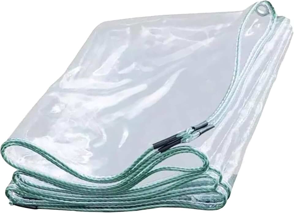 Transparent Tarp Waterproof 6x7m, Tarpaulin Cover Waterproof, Tarps Clear Heavy Duty, Thick Waterproof, Rot, Rip and Tear Proof Tarpaulin with Grommets and Reinforced Edges