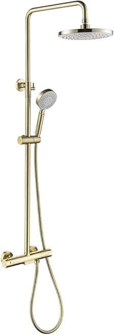 Shower Suit, Shower Suit, Brushed Gold Shower Faucet Set Bathroom Rain Mixer Shower Combo Set with Hand Shower, User-Friendly Thermostatic Design