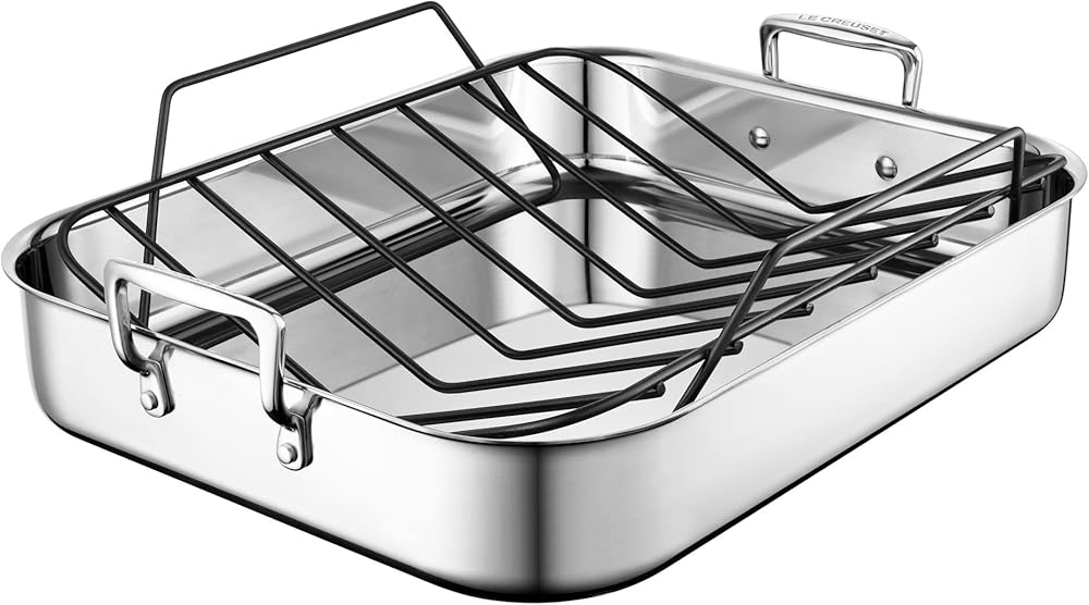 Le Creuset Stainless Steel Roasting Pan with Nonstick Rack, 16.25